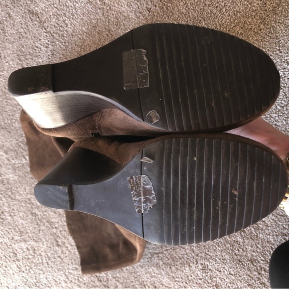 EUC Marco Santi tall knee high medium brown suede boot with buckle wedges 8.5 - Picture 10 of 10